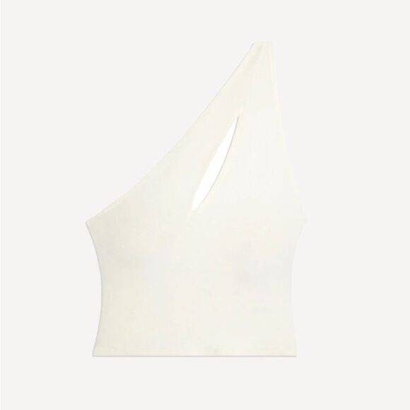 WeWoreWhat NWT One Shoulder Cutout Jersey Tank in Cream Size Small - Picture 4 of 10